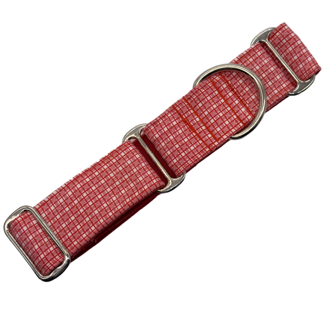 Birds eye view of red martingale collar