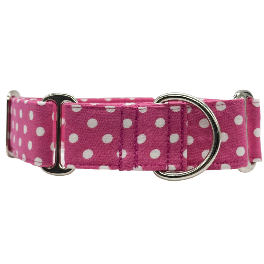 Hot Pink Martingale Collar with White Dots