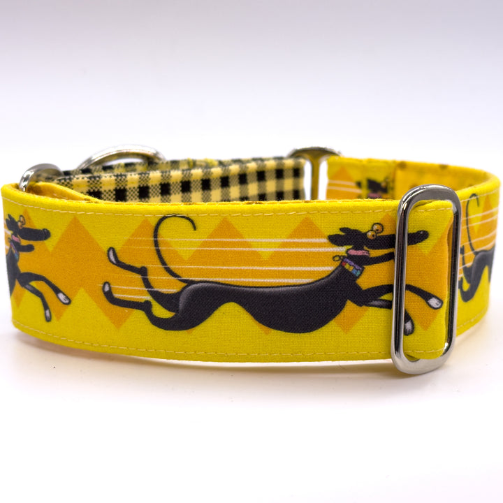 Bright Yellow Martingale Collar with Richard Skipworth Cartoon