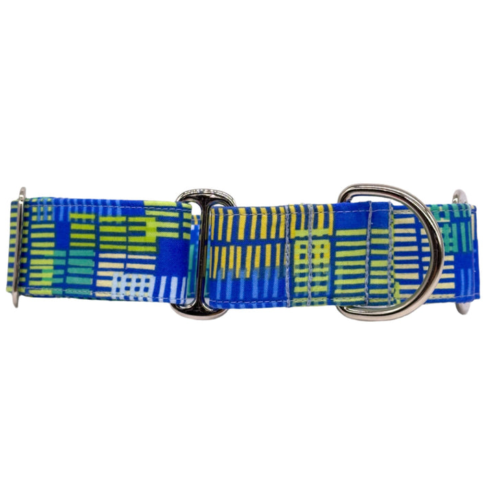 Vibrant Blue Abstract Martingale Collar Front View