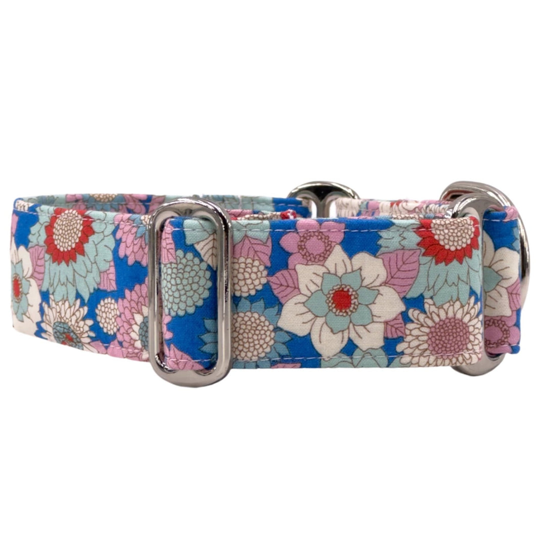 Martingale Collar - Floral Mosaic Sky Blue