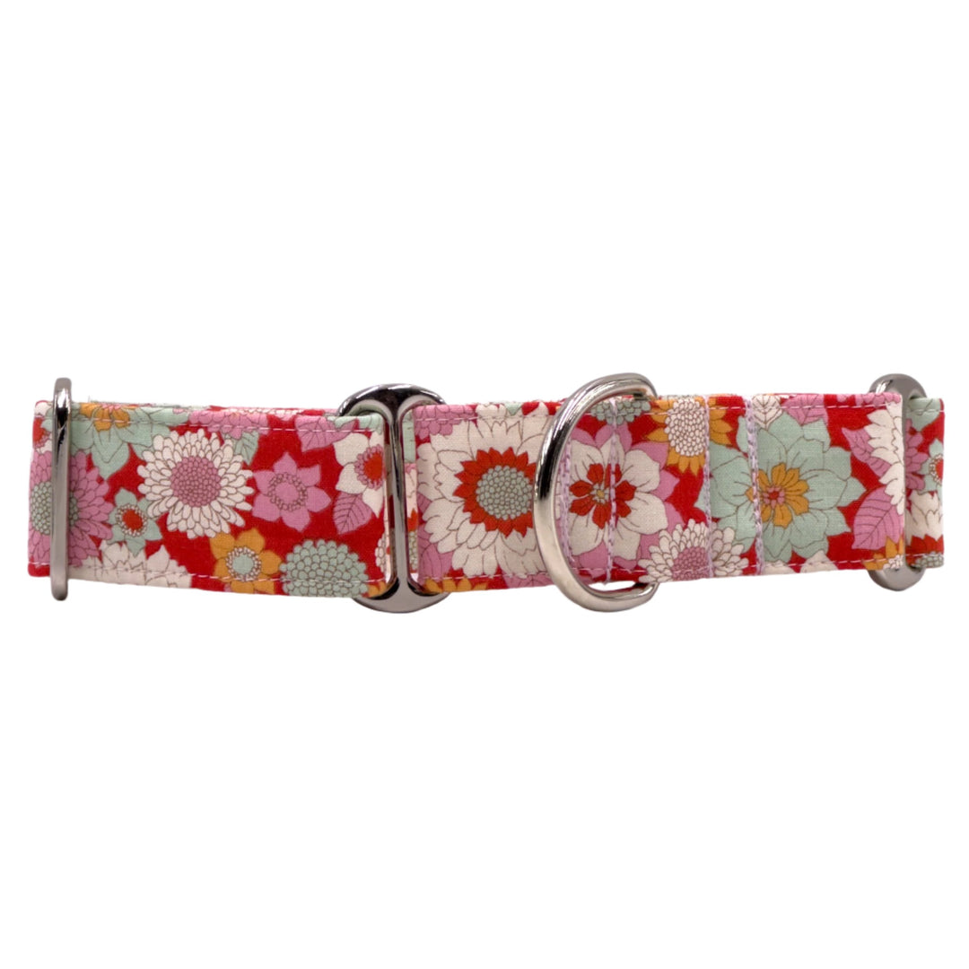 Martingale Collar - Floral Mosaic Scarlet