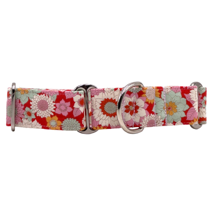 Martingale Collar - Floral Mosaic Scarlet