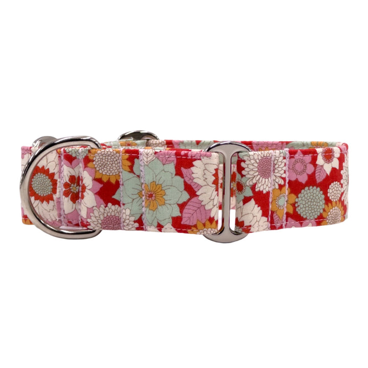 Martingale Collar - Floral Mosaic Scarlet