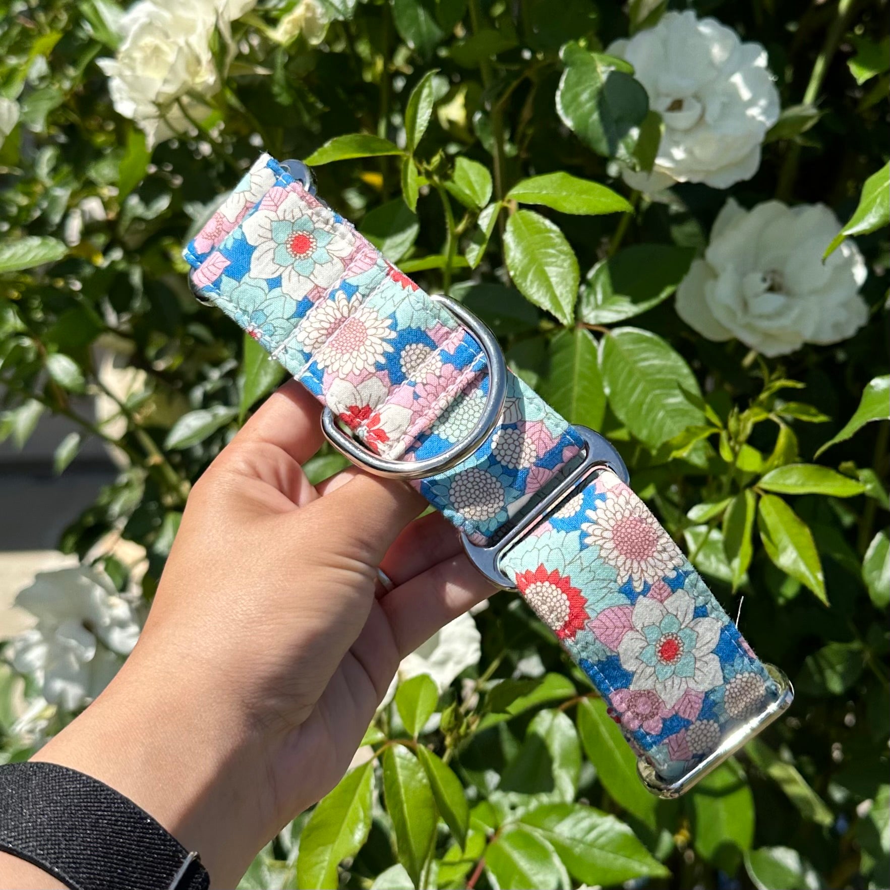 Floral Mosaic Sky Blue Martingale Collar - Calm & Chic – Furever Greys