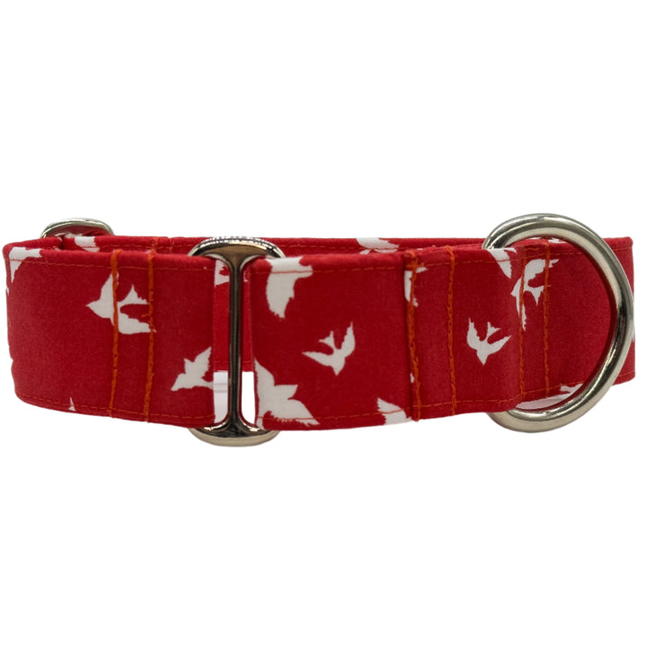 Red Martingale Collar with White Dove Front View