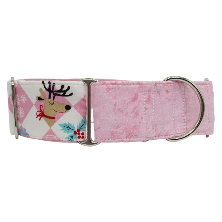 Pink Christmas Martingale Collar Front View